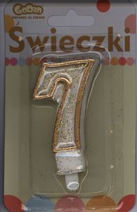 GoDan Świeczka cyferka ze złotą obwódką i brokatem - 7 - 1 szt. uniwersalny 1