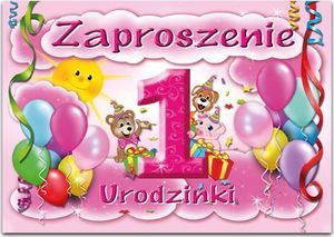 DP Craft Zaproszenie na roczek Baloniki różowe - 1 szt. uniwersalny 2