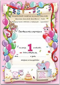 DP Craft Zaproszenie na roczek Baloniki różowe - 1 szt. uniwersalny 3