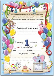 DP Craft Zaproszenie na roczek Baloniki niebieskie - 1 szt. uniwersalny 3