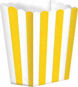 AMSCAN pudełka na popcorn w biało-żółte paski 5 sztuk uniwersalne (35608) 1