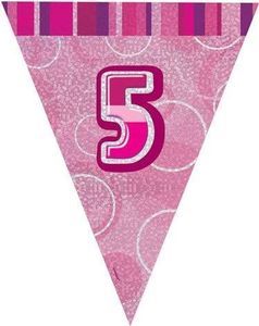 Unique Baner flagi różowe na 5 urodziny - 2,74 m uniwersalny 1