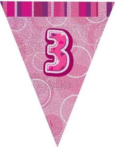 Unique Baner flagi różowe na 3 urodziny - 2,74 m uniwersalny 1