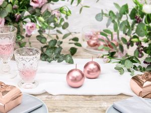 Party Deco Świeca Kula metaliczna, złoty róż - 6 cm - 1 szt. uniwersalny 2