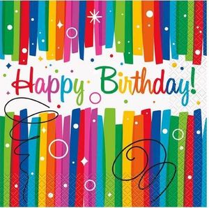 Unique Serwetki urodzinowe Rainbow Happy Birthday - 33 cm - 16 szt. uniwersalny 1