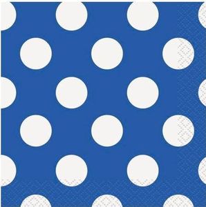 Unique Serwetki urodzinowe niebieskie w białe kropki - 25 cm - 16 szt. uniwersalny 1