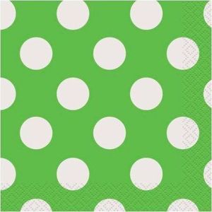Unique Serwetki urodzinowe zielone w białe kropki - 25 cm - 16 szt. uniwersalny 1