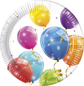PROCOS talerzyki urodzinowe Błyszczące Baloniki 23 cm 8 sztuki uniwersalne (29396) 1