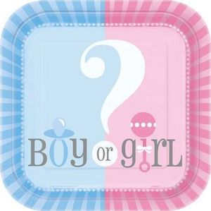 Unique talerzyki Girl or Boy na Baby Shower 18 cm 10 sztuk uniwersalne (24072) 1