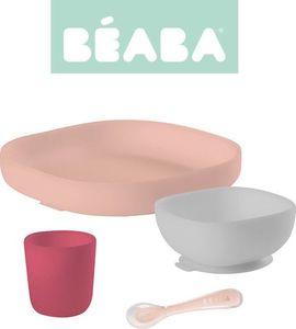Beaba Komplet naczyń z silikonu z przyssawką pink 1