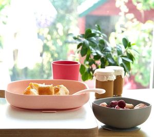 Beaba Komplet naczyń z silikonu z przyssawką pink 8