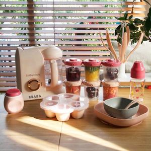 Beaba Komplet naczyń z silikonu z przyssawką pink 9