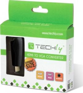 Adapter AV Techly HDMI - D-Sub (VGA) + Jack 3.5mm czarny 2