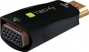 Adapter AV Techly HDMI - D-Sub (VGA) + Jack 3.5mm czarny 3