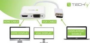 Adapter AV Techly DisplayPort - HDMI - D-Sub (VGA) biały 3