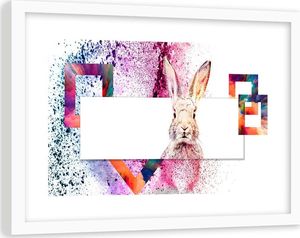 Feeby Obraz w ramie białej, kolorowy królik 60x40 1