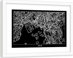 Feeby Obraz w ramie białej, plan miasta Oslo 120x80 1