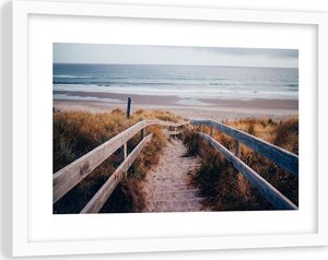 Feeby Obraz w ramie białej, plaża i morz 60x40 1