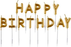 AMSCAN Zestaw świeczek na pikerach Happy Birthday złote - 1 kpl. uniwersalny 2