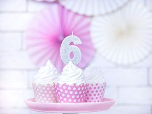 Party Deco Świeczka cyferka z brokatem - 6 - 1 szt. uniwersalny 3