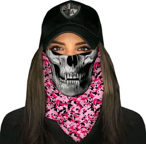 SA Co. Chusta wielofunkcyjna damska Face Shield™ Pink Digi Skull 1
