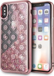 Guess Guess GUHCPXPEOLGPI iPhone X/Xs różowy /pink hard case 4G Peony Liquid Glitter uniwersalny 1