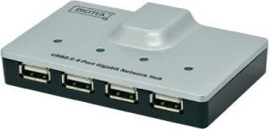 HUB USB Digitus - koncentrator sieciowy USB2.0 4x USB A/Ż - 1x RJ45 (GbE), (DA-70252) 1