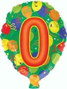 Balon foliowy Baloniki z cyfrą "0" na urodziny 46 cm 1 szt. uniwersalny 1