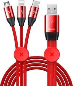 Kabel USB Baseus USB-A - USB-C, microUSB, Lightning 1 m Czerwony (CAMLT-FX09) 1