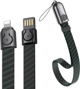 Kabel USB Baseus 2w1 smycz + kabel USB / Lightning 35cm 2.4A czarny (CALJL-AW1) uniwersalny 1