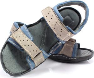 Kent KENT 295 SZARY-NIEBIESKI - Męskie sandały skórzane 41 11