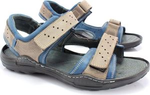 Kent KENT 295 SZARY-NIEBIESKI - Męskie sandały skórzane 41 12
