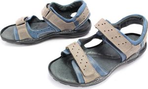 Kent KENT 295 SZARY-NIEBIESKI - Męskie sandały skórzane 41 15