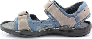 Kent KENT 295 SZARY-NIEBIESKI - Męskie sandały skórzane 41 6