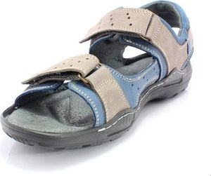 Kent KENT 295 SZARY-NIEBIESKI - Męskie sandały skórzane 41 7