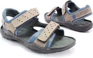 Kent KENT 295 SZARY-NIEBIESKI - Męskie sandały skórzane 41 10