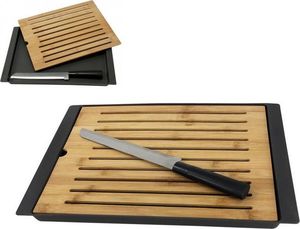 Deska do krojenia Orion z tacą na okruszki bambusowa z nożem 1