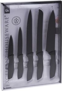 Excellent Houseware Nóż / noże kuchenne stalowe 5el CZARNE zestaw noży uniwersalny 1