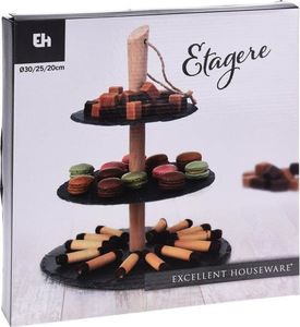 Excellent Houseware Patera 3-piętrowa na ciastka ciasto owoce KAMIENNA uniwersalny 2