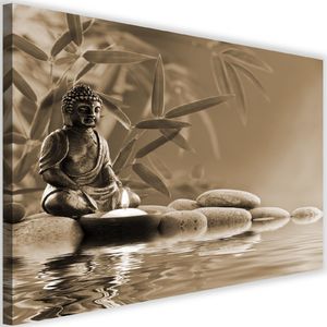 Feeby Obraz na płótnie - Canvas, Budda nad wodą na kamieniach 4 90x60 1