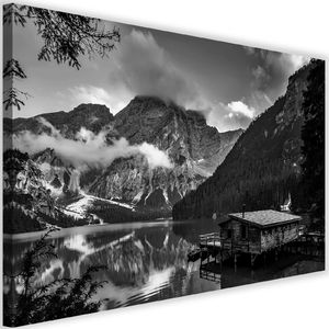 Feeby Obraz na płótnie - Canvas, Domek nad górskim jeziorem 2 60x40 1
