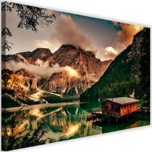Feeby Obraz na płótnie - Canvas, Domek nad górskim jeziorem 3 60x40 1