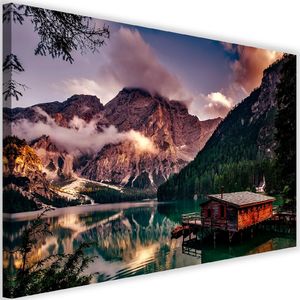Feeby Obraz na płótnie - Canvas, Domek nad górskim jeziorem 4 60x40 1