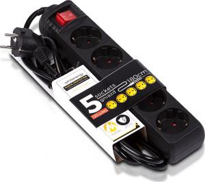 Listwa zasilająca Whitenergy Standard przeciwprzepięciowa 5 gniazd 1.8 m czarna (05819DE) 2