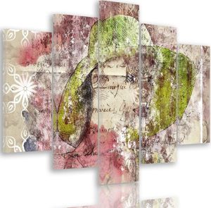 Feeby Obraz pięcioczęściowy na płótnie Canvas, pentaptyk typ A, Kobieta w zielonym kapeluszu 200x100 1