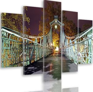 Feeby Obraz pięcioczęściowy na płótnie Canvas, pentaptyk typ A, Stary most z latarnią 200x100 1