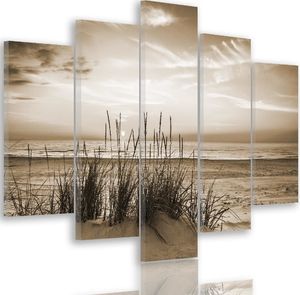 Feeby Obraz pięcioczęściowy na płótnie Canvas, pentaptyk typ A, Trawy na plaży 1 150x100 1