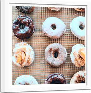 Feeby Obraz w ramie białej, Smakowite donuty 60x60 1