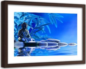 Feeby Obraz w ramie brązowej, Budda nad wodą na kamieniach 90x60 1