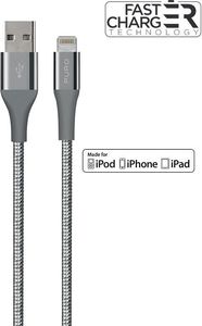 Kabel USB Puro PURO Fabric K2 - Kabel w oplocie heavy duty USB-A/Lightning MFi 2m (Space Gray) 1